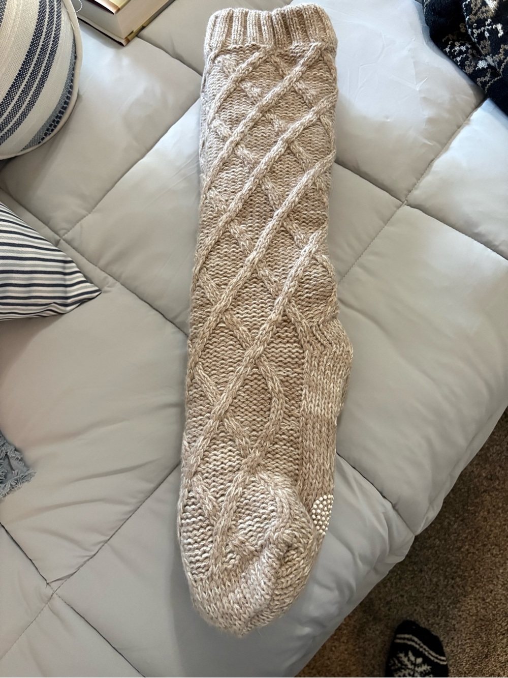 Cozy Cable-Knit Beige slipper socks Muk Luks